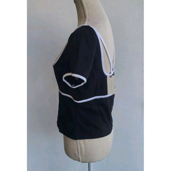 Maeve By Anthropologie Sweetheart Ponte Crop Top Black White Rockabilly Size L - Picture 5 of 11